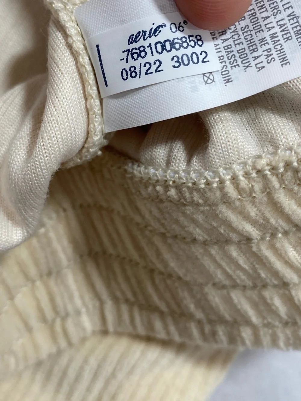 Aerie Cream Cropped Corduroy Zip Up Jacket XS Utility Mock Neck Fall Staple